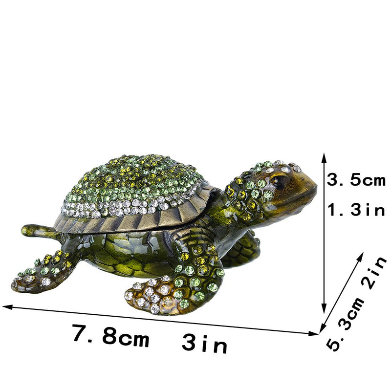 [Australia] - YU FENG Turtle Trinket Box Turtle Figurine Jewelry Boxes Hinged Trinket Boxes Green 