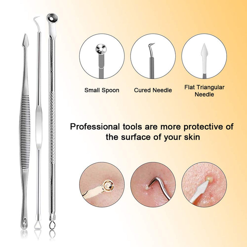 [Australia] - [New]Blackhead Remover Tool 11PCS, Ybaoo Professional Pimple Popper Tool Kit Comedone Extractor Acne Removal Kit for Blemish, Whitehead Popping, Zit Removing for Nose Face(11Pcs-Silver) 