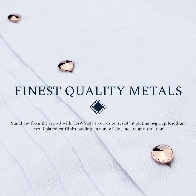 [Australia] - HAWSON Cufflink and Studs Tuxedo Set Rose Gold Silver Black and Gold Color with Platinum Finish Two Cufflinks with Six Shirt Studs in Stylish Velvet Gift Bag 