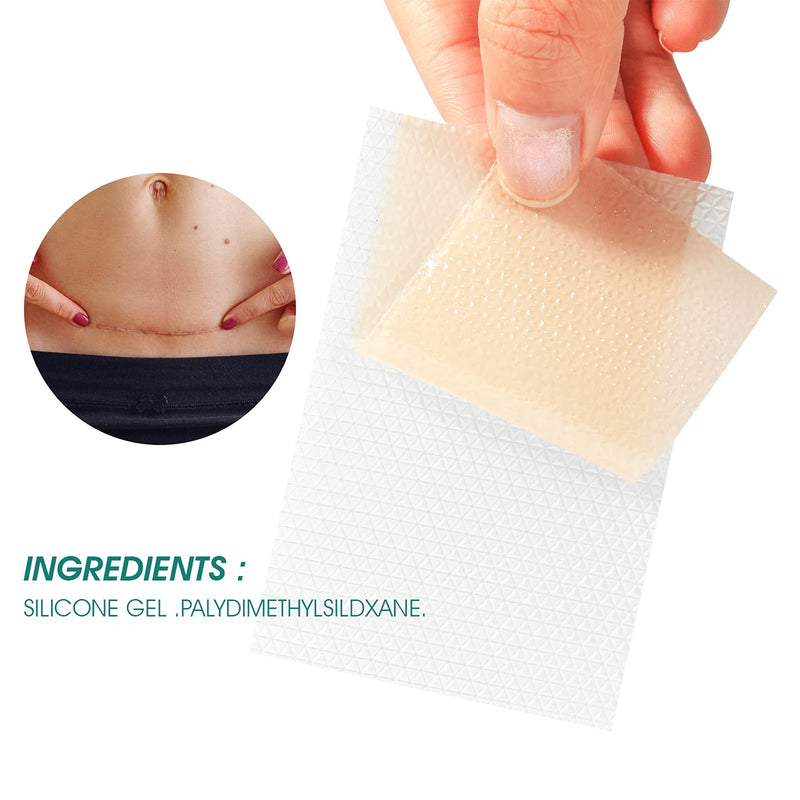 [Australia] - Silicone Scar Removal Leaves, Scar Reduction, Treat New and Old Scars, Quickly and Effectively Removes Scars for Acne Scars, Stretch Marks, Burning, Pack of 4 A 