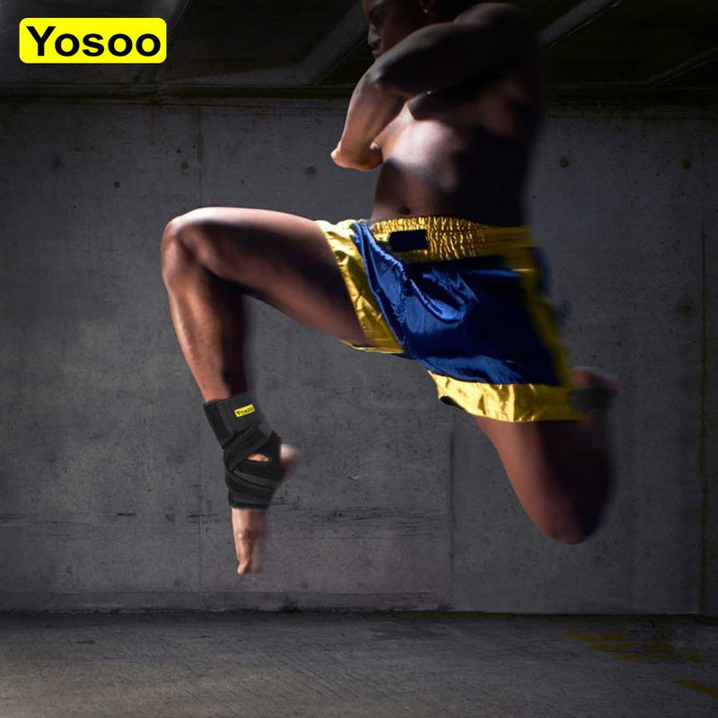[Australia] - Yosoo Ankle Brace, Breathable Neoprene Ankle Support Adjustable Compression S Stabilizer for Muscle Sprain Tendons, One Size, Black 