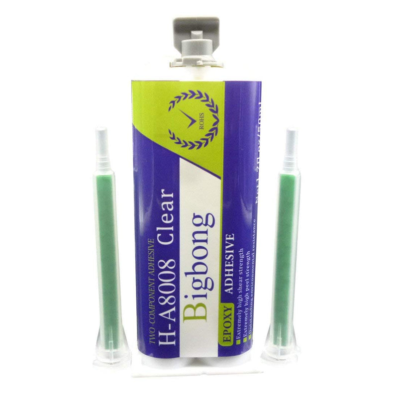 [Australia] - Bigbong Epoxy Adhesive 50ml 2-Part Transparent Epoxy Glue Adhesive Granite Marble Tile Bonding Concrete Wood Plastic Joining 1:1 Mix Ratio Two-Part Epoxy AB Glue Two-Component & 2pcs Mixing Nozzles 