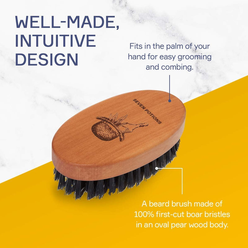 [Australia] - Seven Potions Boar Bristle Beard Brush For Men ‚Äî Made of Pear Wood with 100% First-Cut Boar Hair ‚Äî Firm Bristles To Tame and Soften Your Facial Hair 