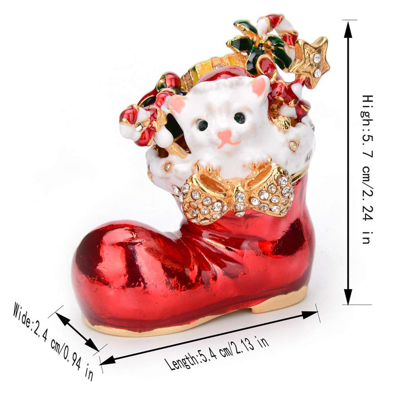 [Australia] - Furuida Trinket Box Boots with Hinged Enameled Jewelry Box Classic Christmas Ornaments Metal Craft Gift for Home Decor 