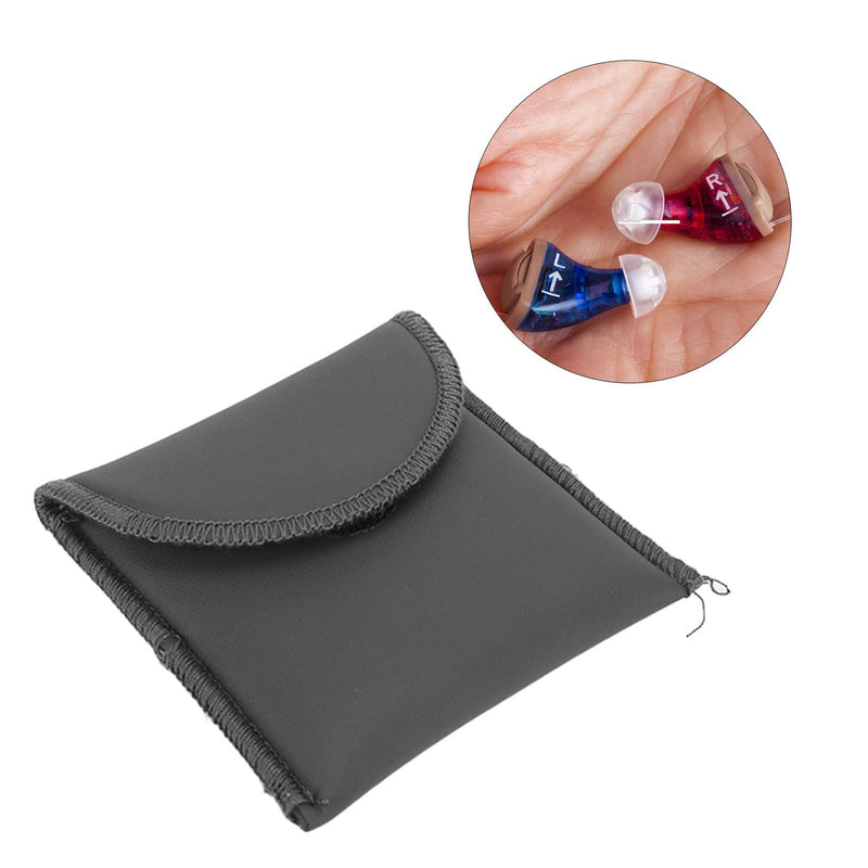 [Australia] - Hearing Aid Pouch, PU Leather Portable Carrying Storage Pouch Hearing Aids Case with Protective Fastens, Pocket Size 