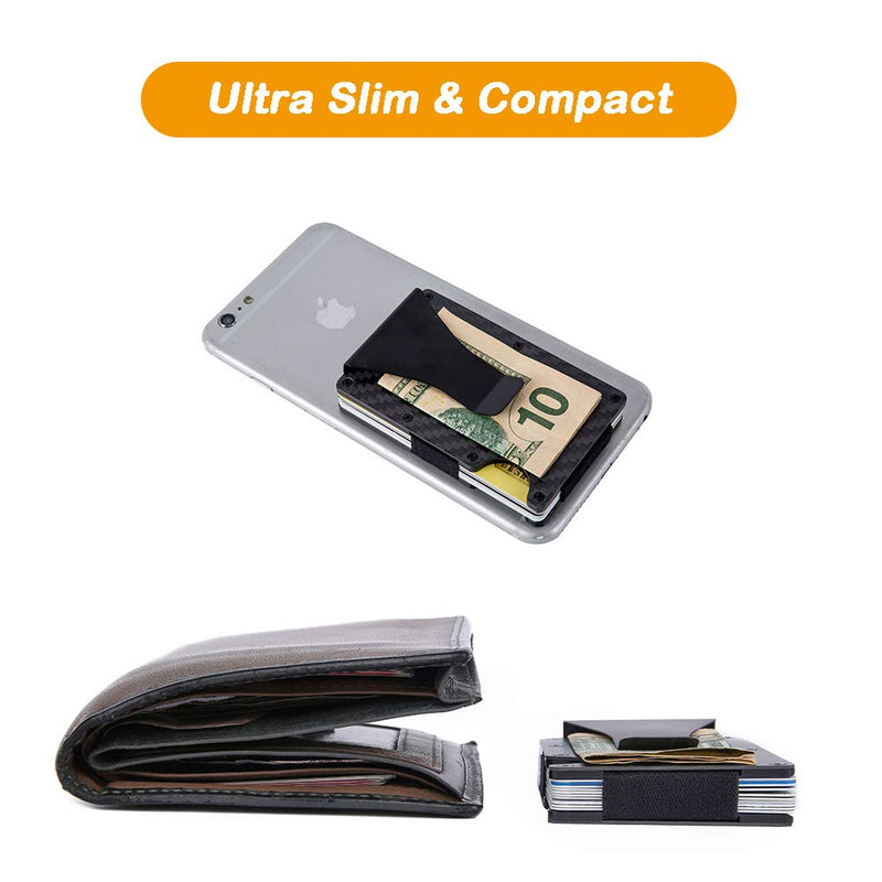 [Australia] - Carbon Fiber Money Clip Wallet – RFID Minimalist Aluminum Wallet Slim Credit Card Holder Front Pocket Metal Wallet for Men 02-carbon fiber black 