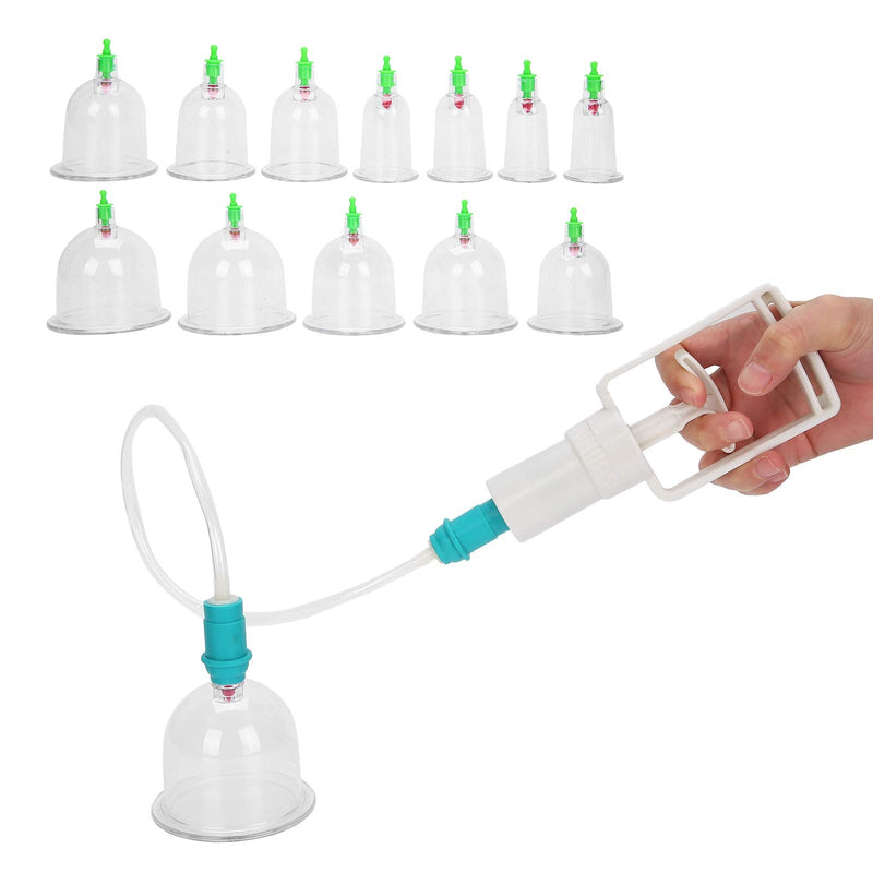 [Australia] - 12 Pieces Cupping Set, Cupping Glasses with Vacuum Pump Cupping Cup Cupping Cup Household Vacuum Cupping kit Pull Out Chinese Massage Body Therapy Massage Vacuum Suction Cup 