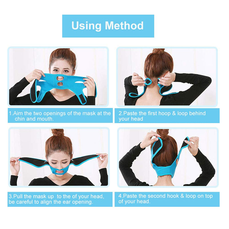 [Australia] - Face Slimming Mask, Slim Lift Tighten Skin Bandage Double Chin Slimming Belt for Compact Facial Skin(Blue) Blue 