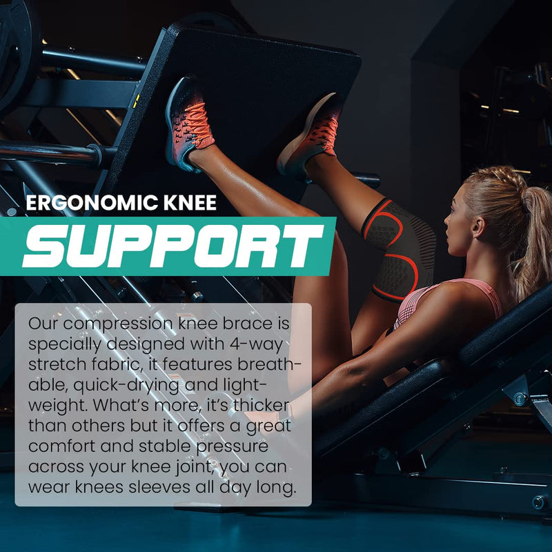 [Australia] - MODVEL 2 Pack Knee Brace | Knee Compression Sleeve for Men & Women | Knee Support for Running | Medical Grade Knee Pads for Meniscus Tear, ACL, Arthritis, Joint Pain Relief. Small A Orange 