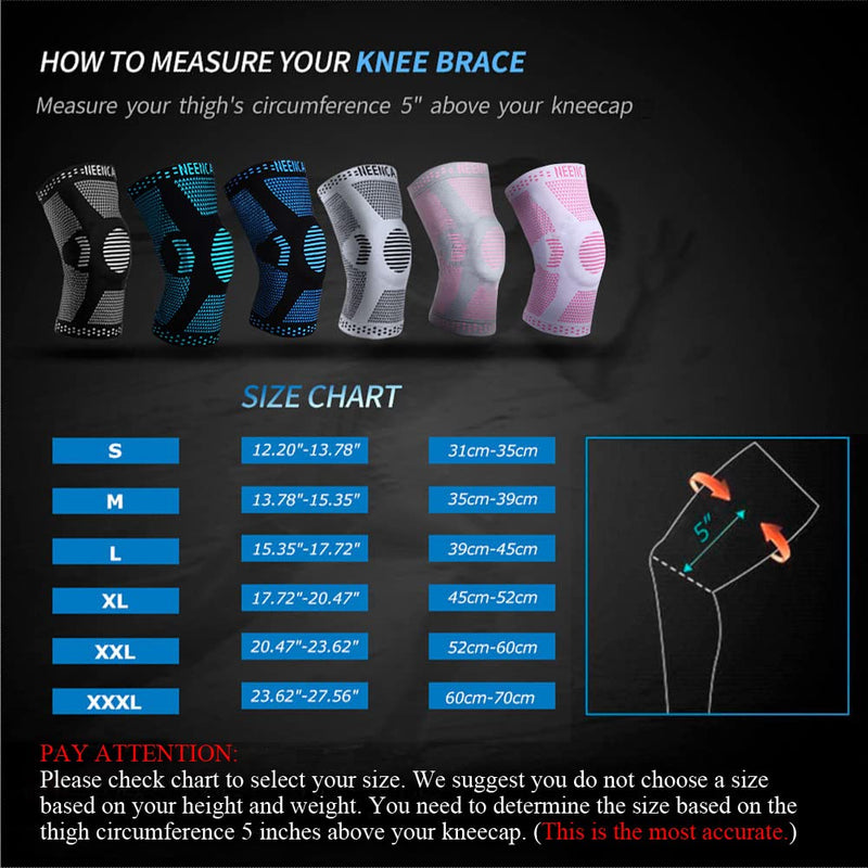 [Australia] - NEENCA [2 Pack] Knee Brace, Knee Compression Sleeve Support with Patella Gel Pad & Side Spring Stabilizers, Medical Grade Knee Protector for Running, Meniscus Tear, Arthritis, Joint Pain Relief, Sport Blue (pack of 2) Large 