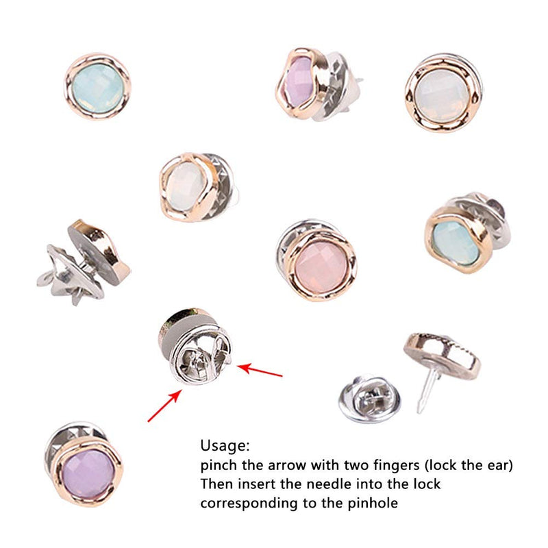 [Australia] - Joyci 10-Pack Women Shirt Brooch Buttons Lapel Pins Novelty Suit Vest Safety Buckle Metal Tie Tacks Pin Back Clutch Jelly color 