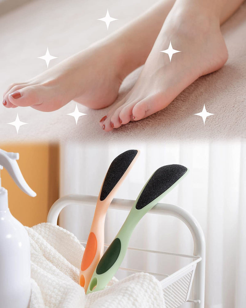 [Australia] - 2-Pack Double-Sided Pumice Stone for Feet, Foot Pumice with Long Handle, Ergonomic Easy to Reach, Feet Scrubber File with Fine-Grained Frosted Stones, for Callus Removal, Improve Circulation Foot Care 