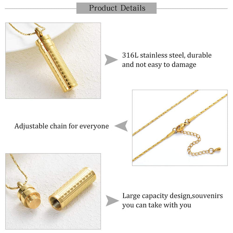 [Australia] - constantlife Cremation Jewelry for Ashes Openable Pill Case Urn Necklace Keepsake Perfume Memorial Pendant Locket Charm Accessories Golden 