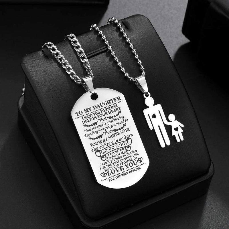 [Australia] - CALIS Dog Tags for Men Engraved I Want You to Believe Deep in Your Heart Love Dad Dog Tag Daughter-Silver 
