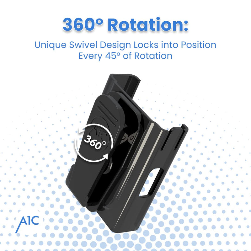 [Australia] - A1C Insulin Pump Case - Holder for T-Slim Diabetes Pump - No More Broken Clips - Positive Lock & Hinged Clip to Improve Reliability - Rotate 360 Degrees - Program, Refill, & Recharge without Removing Black 