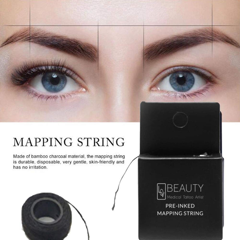 [Australia] - Microblading Mapping String Pre-Inked Eyebrow Marker Thread Tattoo Brows Point Line Tool Mess-Free Thread, Create a Crisp, Spot-on Brow Map Every Time- Bamboo Charcoal Thread 