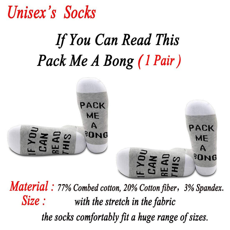 [Australia] - PYOUL 1 Pair Bong Gift Cannabis Socks If You Can Read This Pack Me A Bong Socks Smoker Gift Pack Me A Bong 1 Pair 