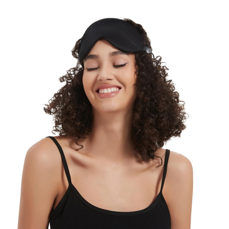 [Australia] - Alaska Bear Sleep Mask Silk Cover - Eye Contour Built in No Pressure - Handmade, Upgrade Over Conventional "Flat" Thin Shades (Black, Gift Ready Packaging) Black 