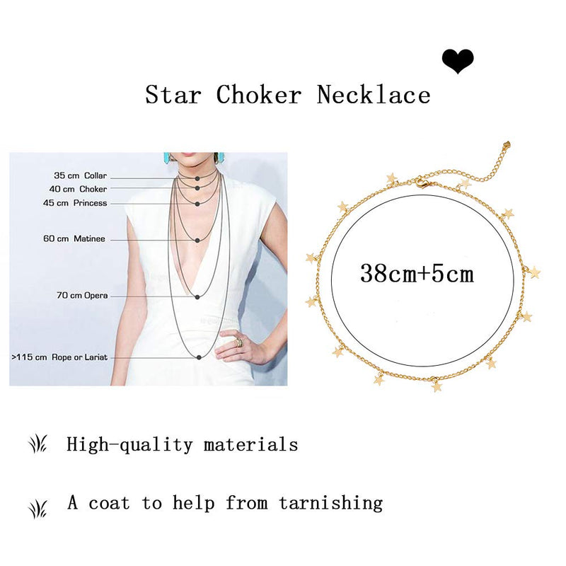 [Australia] - Star Necklace Choker for Women Cute Bead Necklace for Teen Girl Star Choker Necklace Style A(gold+Silver) 