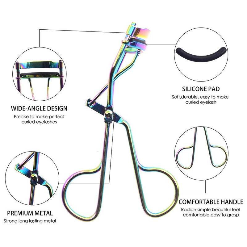 [Australia] - M&U Beauty Classic Professional Iridescent Eyelash Curler With Special Curved Design To Suit All Eye Shapes -Multi 2.5x1.5x4.8 Inch multi 