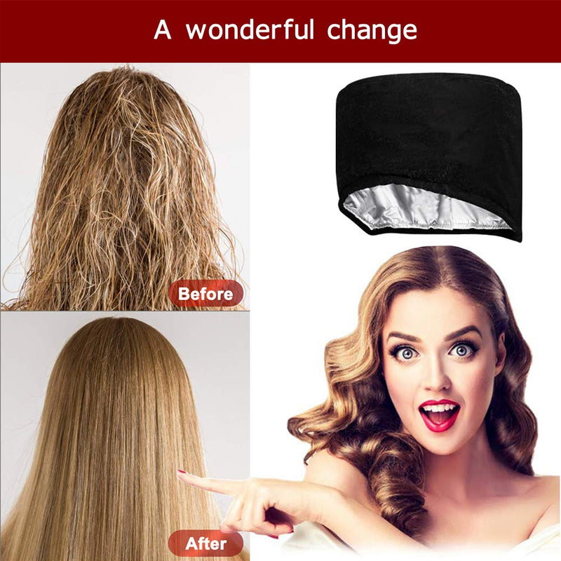 [Australia] - Hair Steamer,Totofac Electric Hair Care Hat Heating Cap with 2 Mode Temperature Control for Hair Spa Home Thermal Treatment Beauty Steamer Cap (Black) Black 