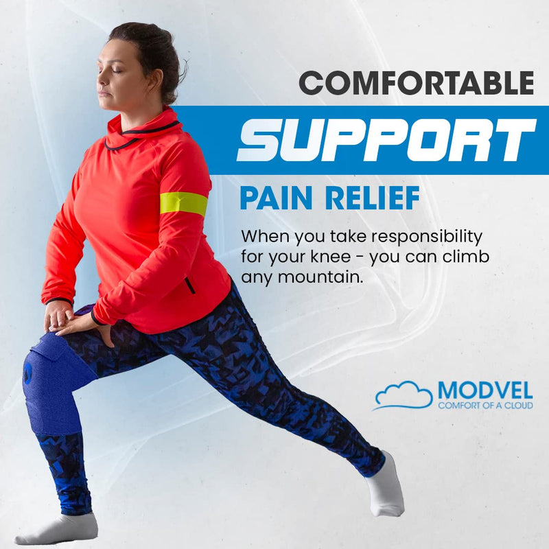 [Australia] - MODVEL Knee Brace with Side Stabilizers | FSA or HSA eligible | Patella Gel Pads Knee Support Braces for Knee Pain, Meniscus Tear,ACL,MCL,Arthritis, Joint Pain Relief,Injury Recovery-4 Sizes. Blue L/XL 