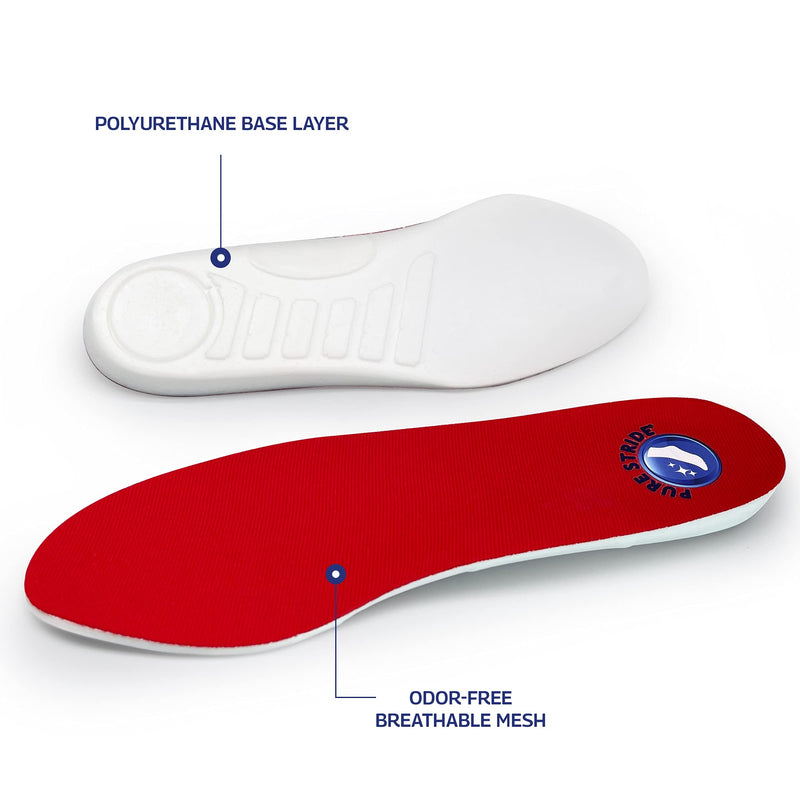 [Australia] - Pure Stride Full Length Insoles, Comfort Insoles - Shoe Insert & Support for Metatarsals, High Arch, Flat Feet - Pain Relief for Plantar Fasciitis, Arch, Heel - 1 Pair, Men's 14-15 Gen2 M 14-15 