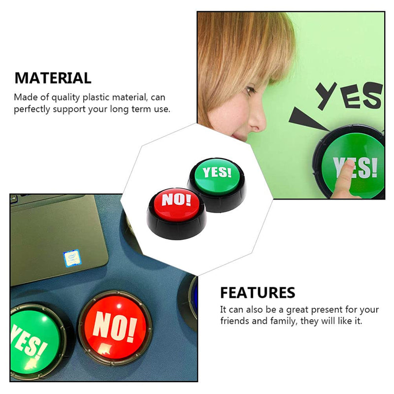 [Australia] - NUOBESTY Sound Button Talking Yes No Buzzer Buttons Game Yes No Talking Button for Funny Party Quiz Contest Holiday Supplies Board Games Toy, No Battery 2PCS 