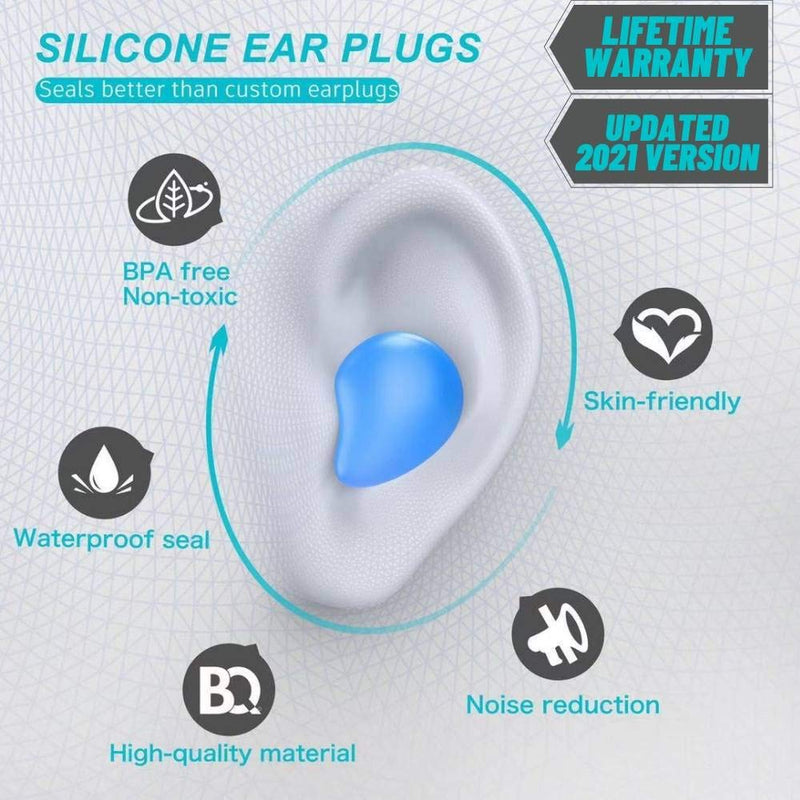 [Australia] - [Latest 2022] Ear Plugs for Sleeping Swimming, 8 Pair Reusable Silicone Moldable Noise Cancelling Earplugs for Shooting Range, Swimmers, Snoring, Concerts, Airplanes, Travel, Work, Studying 