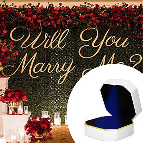 [Australia] - BULYZER Ring Box with Led，Square Velvet Wedding Ring Case Jewelry Gift Box Light for Proposal Engagement Wedding White 