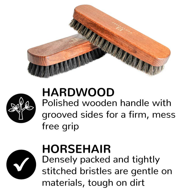 [Australia] - FootFitter Essential Shoe Brush Set - Horsehair Brushes for Polishing Men's Shoes! 