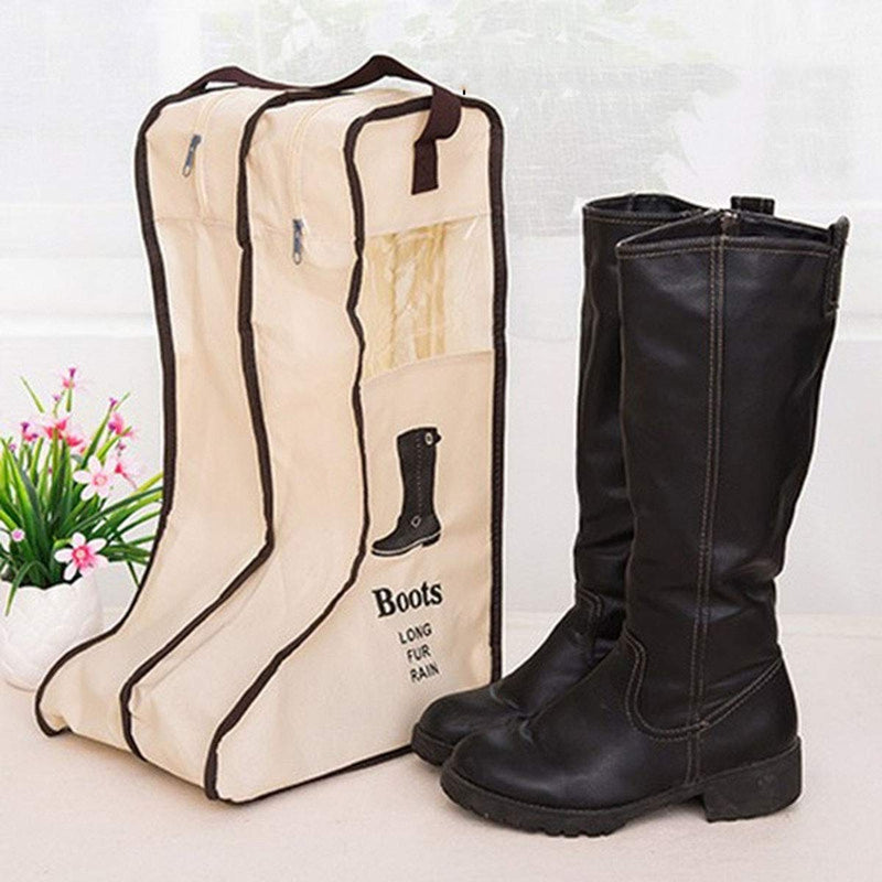 [Australia] - Portable Tall Boots Storage Bags|2 Packs Dust-proof Tall Boot Carry Bag for Travel and Daily Use Beige 