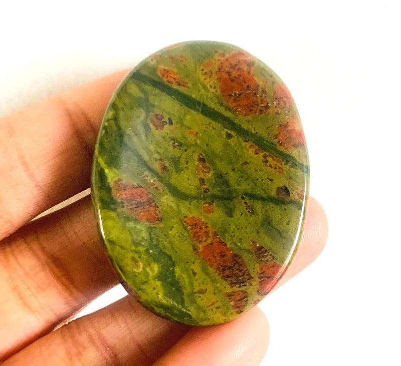[Australia] - crystalmiracle Unakite Oval Thumb Worry Stone Crystal Healing Gemstone Handcrafted Wellness Energy Reiki Gift Power 