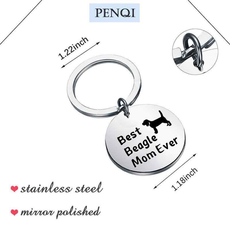 [Australia] - PENQI Beagle Mom Gift Beagle Lover Gift Best Beagle Mom Ever Keychain Beagle Owner Gift Animals Lover Gift Pet Lover Gift for Dog Lover sliver 