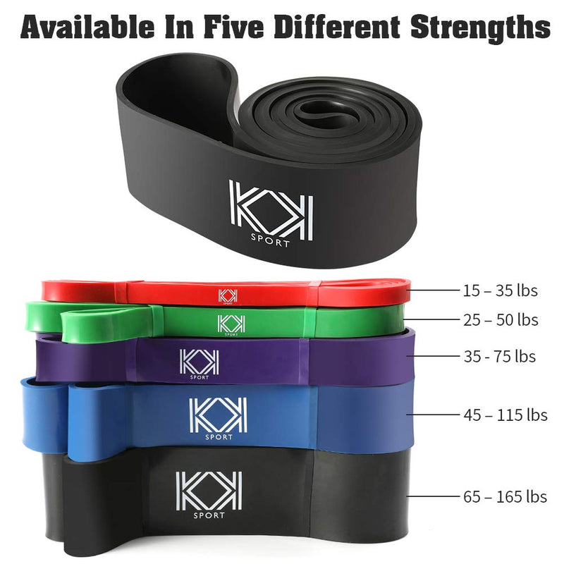 [Australia] - KK Resistance Bands, Pull Up Resistance Bands for men and women, fitness exercise bands, Pull up and stretch resistance Workout Bands in a variety of strengths. Suitable for home, gym, yoga, physical therapy. Black: 65 – 165 lbs 