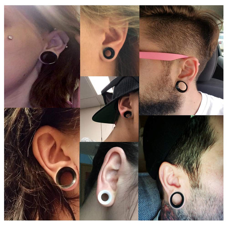 [Australia] - Oyaface 2 PC Extra Soft Silicone Flexible Ear Skin Tunnels Plugs Expanders Gauges Hollow Body Piercing 2G-3/4 Black 00g(10mm) 