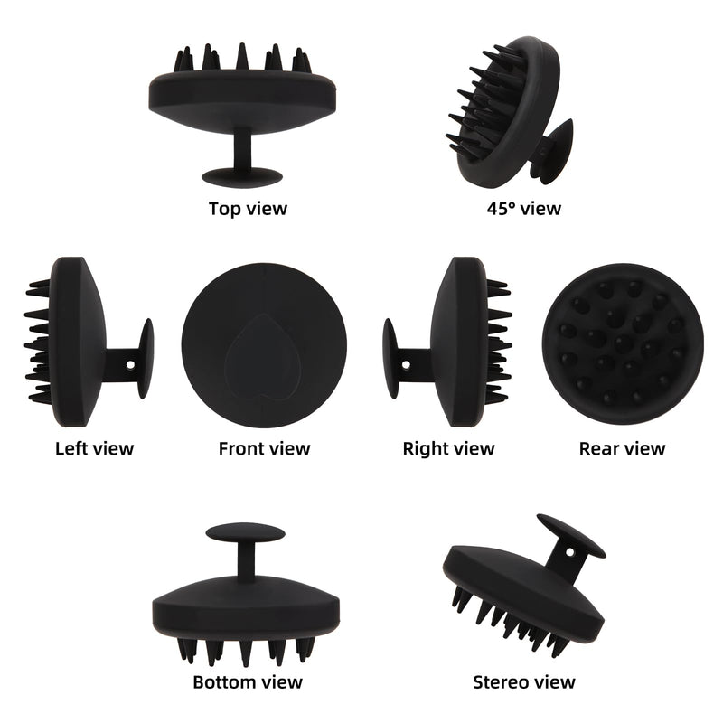 [Australia] - Scalp Massager, 100% Silicone Shampoo Brush Hair Brush Head Massager Hair Growth Scrubber for Straight Curly Long Short Thick Thin Wet Dry Hair for Men Women Kids Pets, Black 
