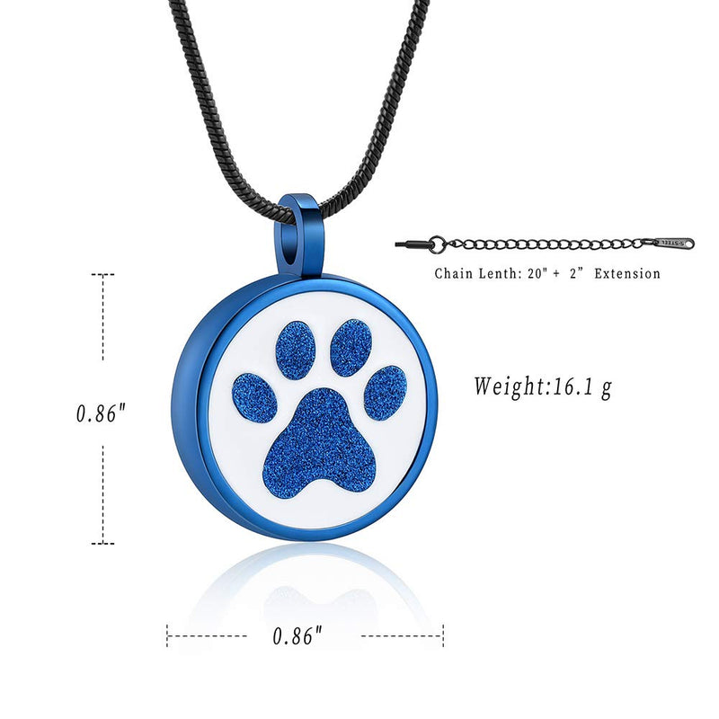 [Australia] - Minicremation Cremation Jewelry Urn Necklace for Ashes for Pet, Cute Pet Pendant Dog Paw Necklace for Woman Men with Filling Kit Blue 