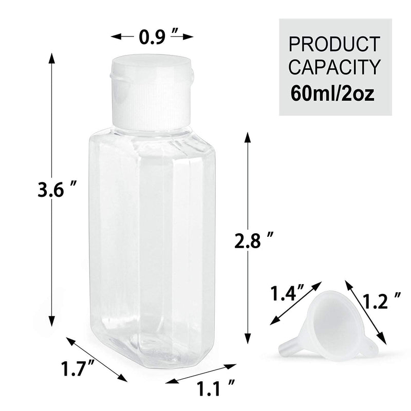 [Australia] - HULISEN 24 Pack 2 oz Clear Empty Hand Sanitizer Bottles, Travel Containers with Flip Cap - Refillable Containers, for Hand Sanitizer, Baby Shower [Not Intended for High Viscosity Liquids] 