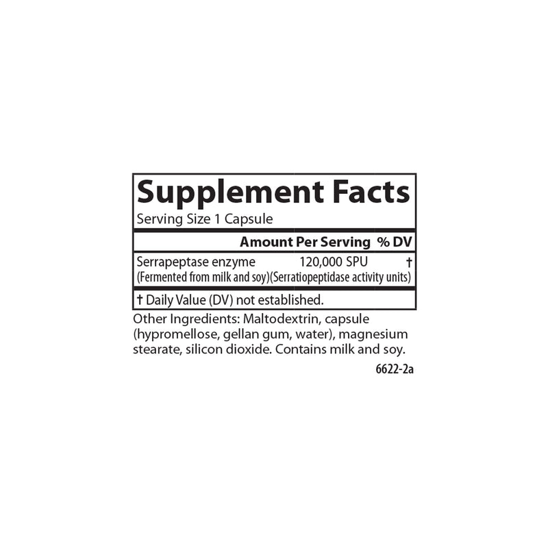 [Australia] - Carlson - Serrapeptase, 120000 SPUs - Delayed Release, Immune Support, Joint Function & Optimal Wellness, 90 Vegetarian Capsules 