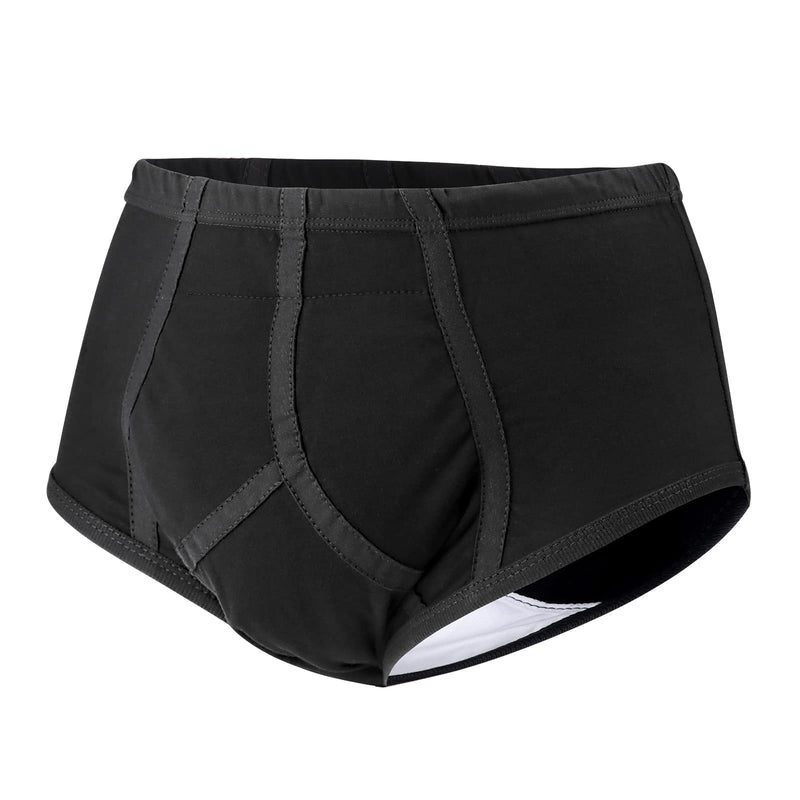 [Australia] - Carer Mens Incontinence Pants Reusable Washable Cotton Incontinence Pants with Absorbent Pad 200ML Urine Volume Black L Size L (Pack of 1) 