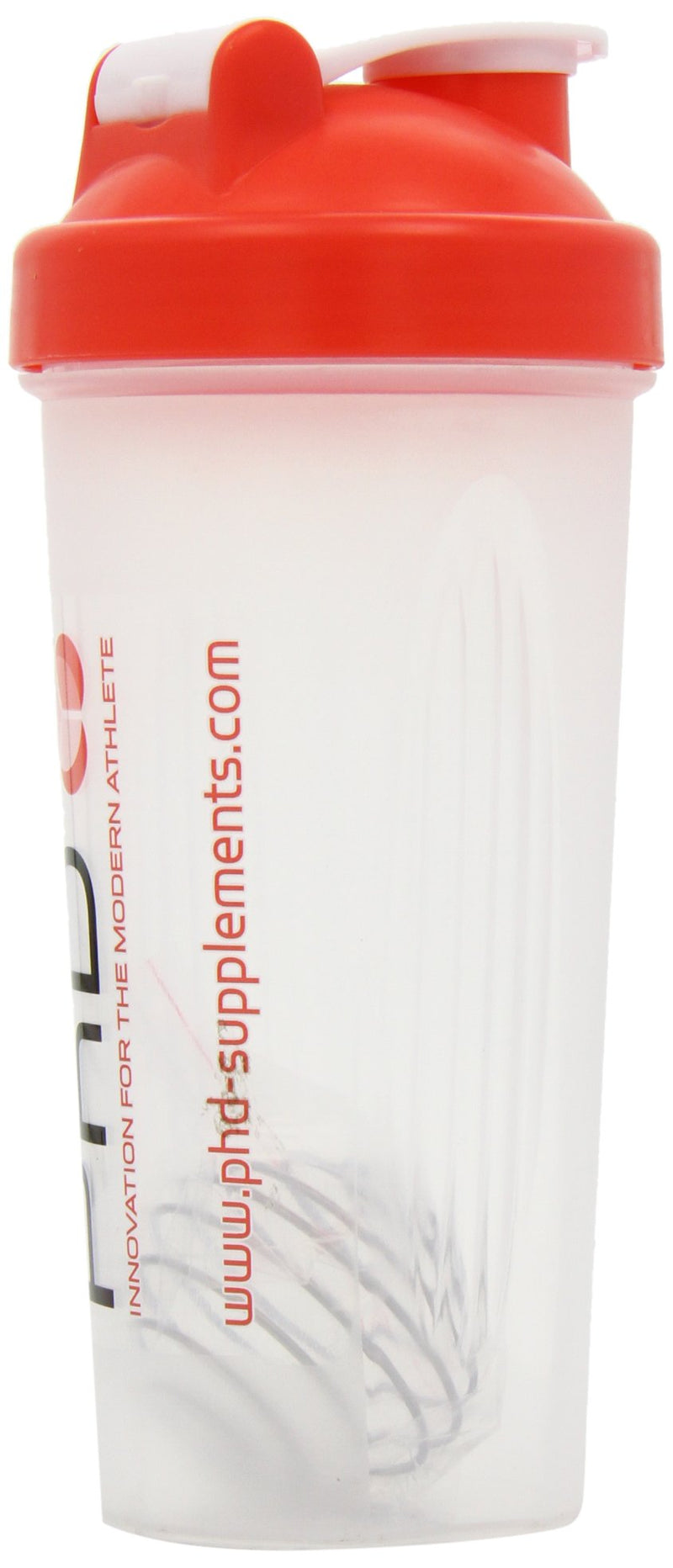 [Australia] - PhD Nutrition Mixball Shaker, Shaker for Protein Shakes, Wire Mixball Whisk, Red Non-Drip Screw Lid, Transparent Colour, 600 ml 