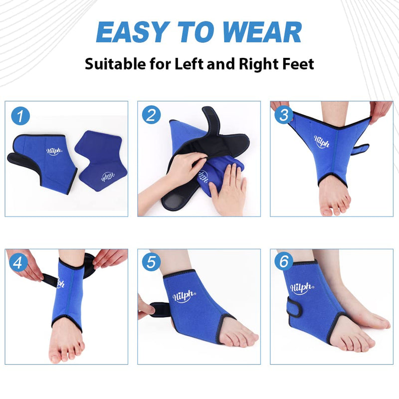 [Australia] - Hilph Ankle Ice Pack Wrap for Injuries, Reusable Hot Cold Therapy Ankle Gel Cold Pack Wrap for Sprained Ankle, Swelling, Pain Relief Medium 