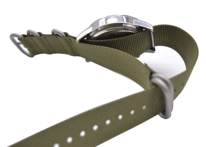 [Australia] - ArtStyle Watch Band with Colorful Nylon Material Strap and Heavy Duty Brushed Buckle Armygreen 18mm 