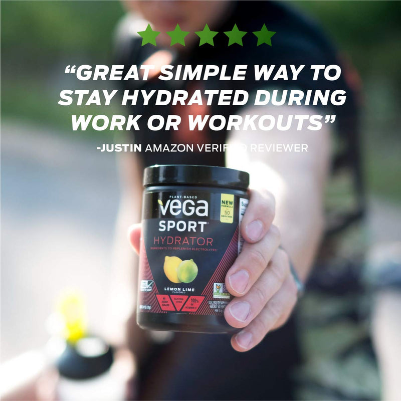 [Australia] - Vega Sport Hydrator, Electrolyte Powder, Lemon Lime, Post Workout Recovery Drink for Women and Men, Vitamin C, Vegan, Keto, Sugar Free, Dairy Free, Gluten Free, Non GMO (50 Servings) 4.9 Ounce (Pack of 1) 