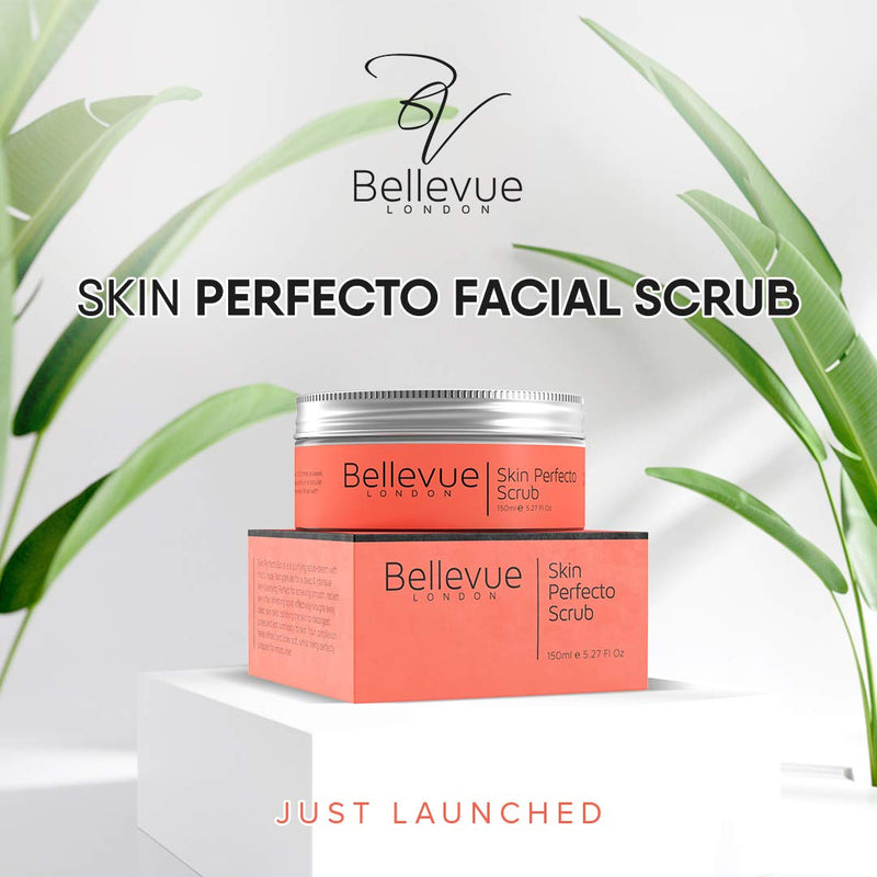[Australia] - Skin Perfecto Face Scrub 150ml, Purifying Exfoliating Scrub Cream with Micro Hazelnut Granules for Deep and Intensive Face Scrub for Women and Men By Bellevue London 
