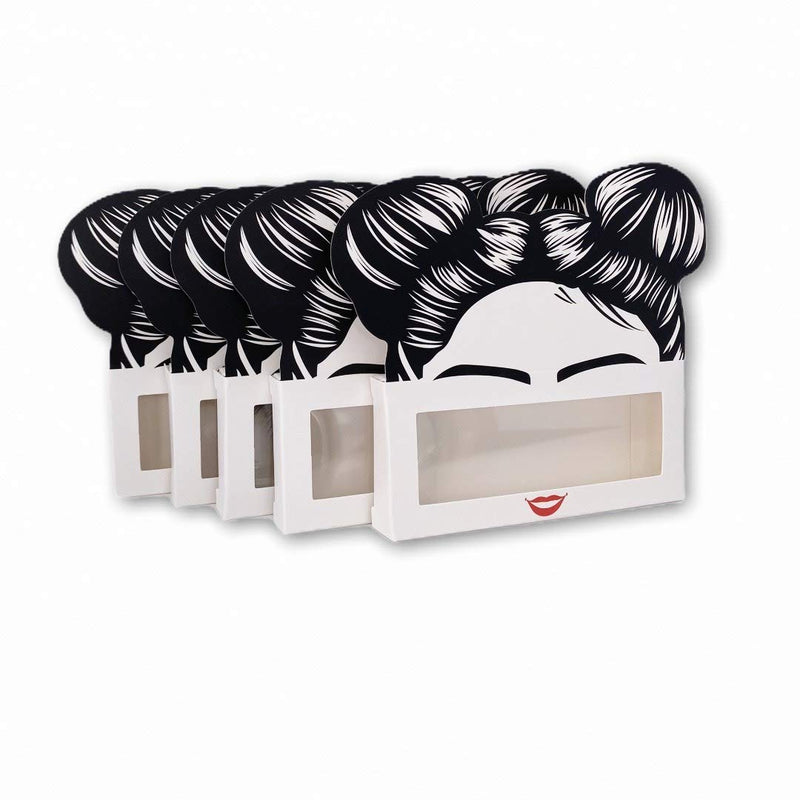 [Australia] - 20 pcs Eyelash Packaging Boxes Wholesale Lash Boxes With Plastic Eyelash Trays Eyelash Case Fits 25mm Strip Mink False Eyelashes (Hair Bun Dolls) Hair Bun Dolls 