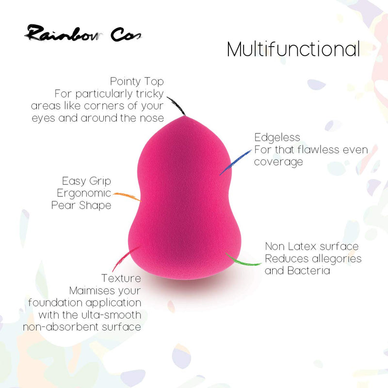 [Australia] - Rainbow Cos Premium Pear Shape Makeup Sponge Beauty Foundation Sponge Blender for Applicator, Foundation and Highlight (Rose Red) Rose Red 