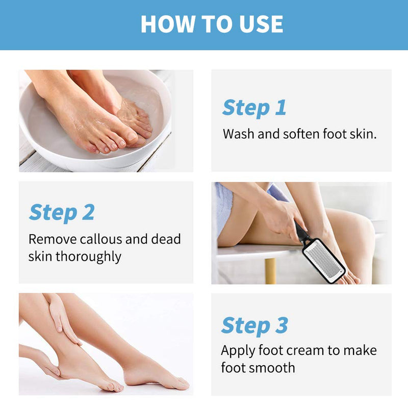 [Australia] - Foot Files Callus Remover 2 Pcs Stainless Steel Foot Rasp and Dual Sided Foot File Professional Pedicure Tools Premium Foot Scrubber 