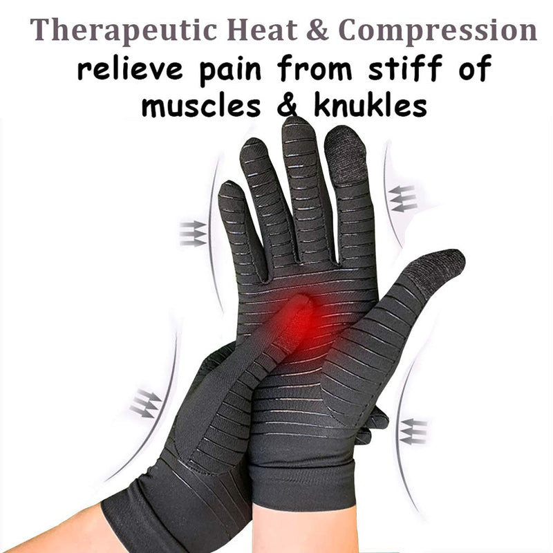 [Australia] - Full Finger Arthritis Gloves Copper Infused Compression Gloves for Arthritis Large (1 Pair) 